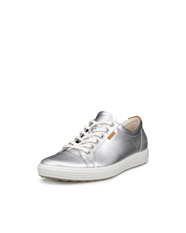 ECCO Women's Soft 7 Sneaker, Metallic Silver, 5-5.5