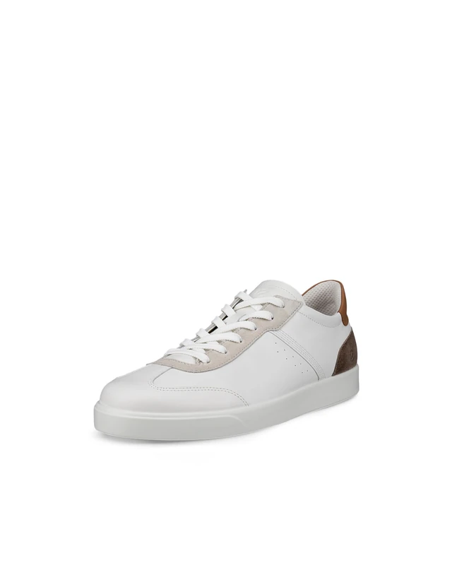 ECCO Men's Street Lite Vintage Sneaker, White/Gravel/Cashmere, 8-8.5