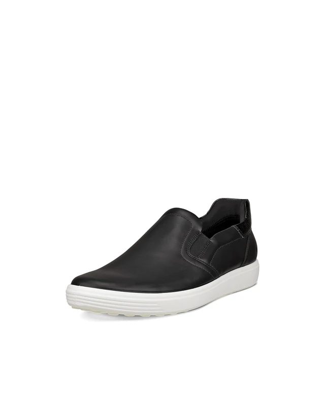 ECCO Women's Soft 7 Easy Slip on Sneaker, Black/Patent Black, 6-6.5