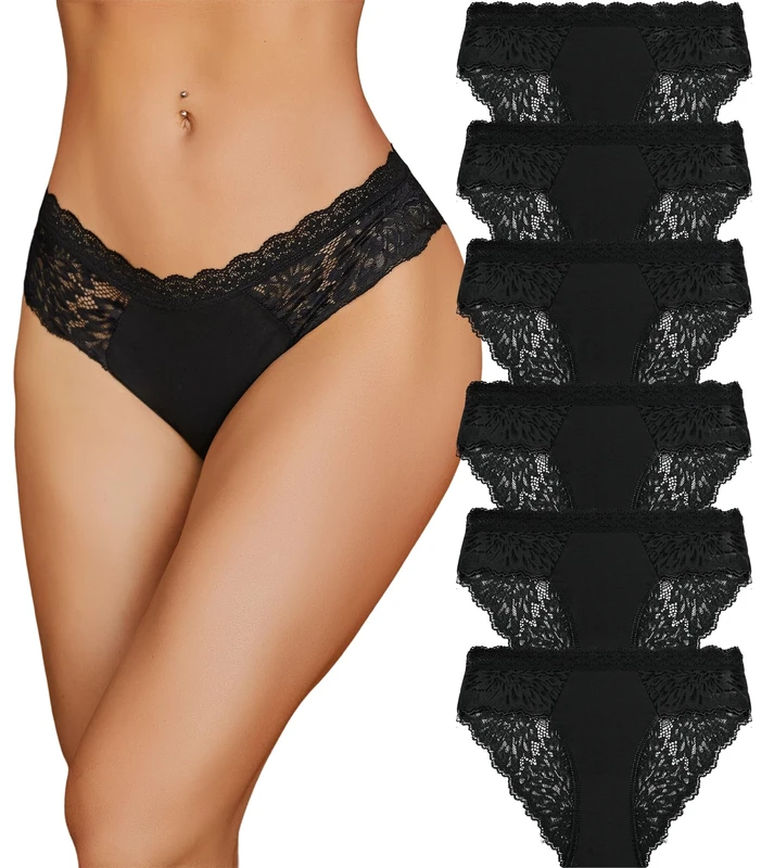 READY TO LOVE Lace Knickers for Women Multipack Cotton Underwear Sexy Pants Ladies Briefs Soft Panties Pack of 6