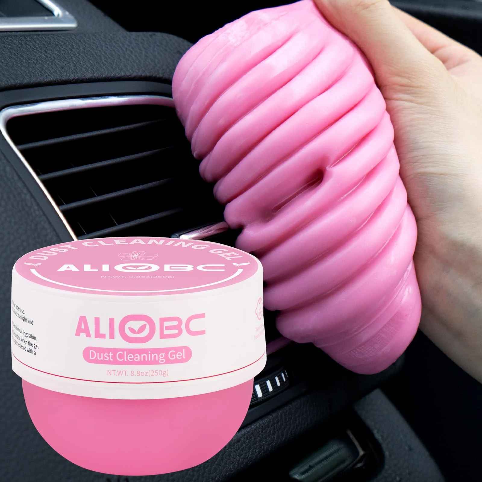 ALIOBC 250g Car Cleaning Gel, Universal Car Cleaning Putty, Cleaning Gel for Car Interior, Non-Water Keyboard Cleaner Gel, Laptop Dust Cleaning Slime (Pink)