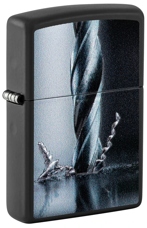 Zippo Lighter: Metal Drill, Raised Print - Black Matte 46115