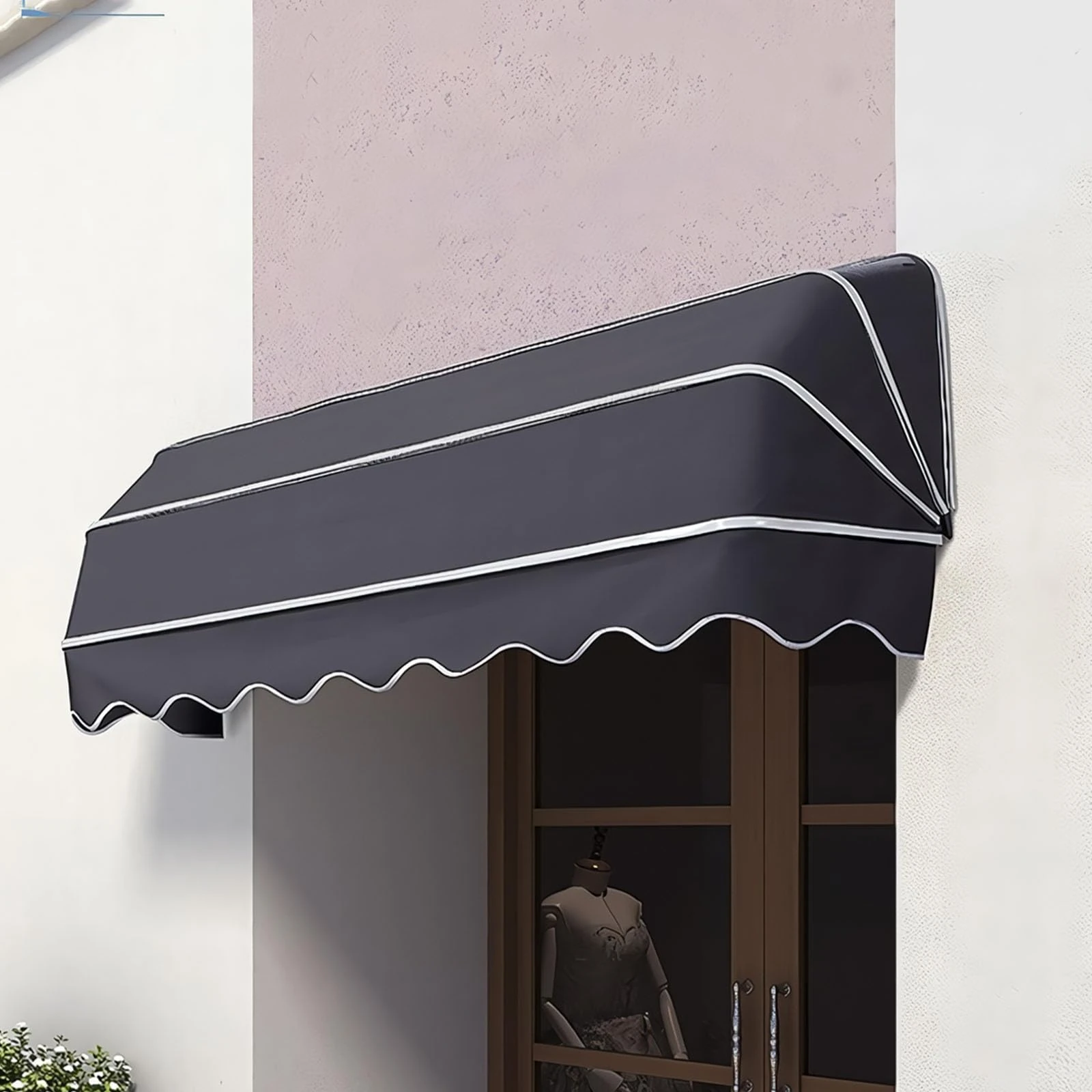 Tazyee French Curved Retractable Awning Window Awning Door Canopy,polyester Foldable Awning,waterproof Awning Home Patio Awning,front Door Canopy Home Rain Snow Protection For Balcony,terrace,cafe