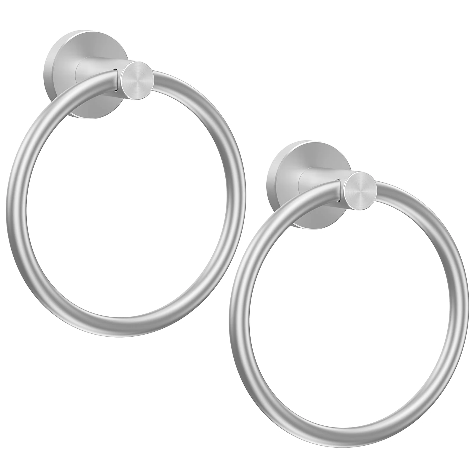 SetSail Towel Holder for Bathroom Wall Silver Towel Ring Stainless Steel Hand Towel Holder Heavy Duty Towel Hanger for Bath, Kitchen Drill Hole, 2 Pack