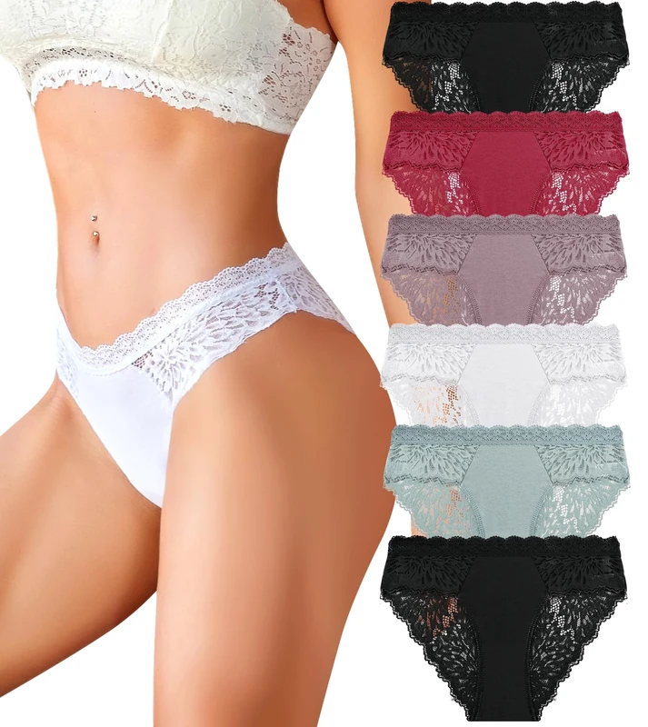 READY TO LOVE Lace Knickers Multipack Cotton Underwear Sexy Pants Ladies Briefs Soft Women's Knickers Panties Pack of 6