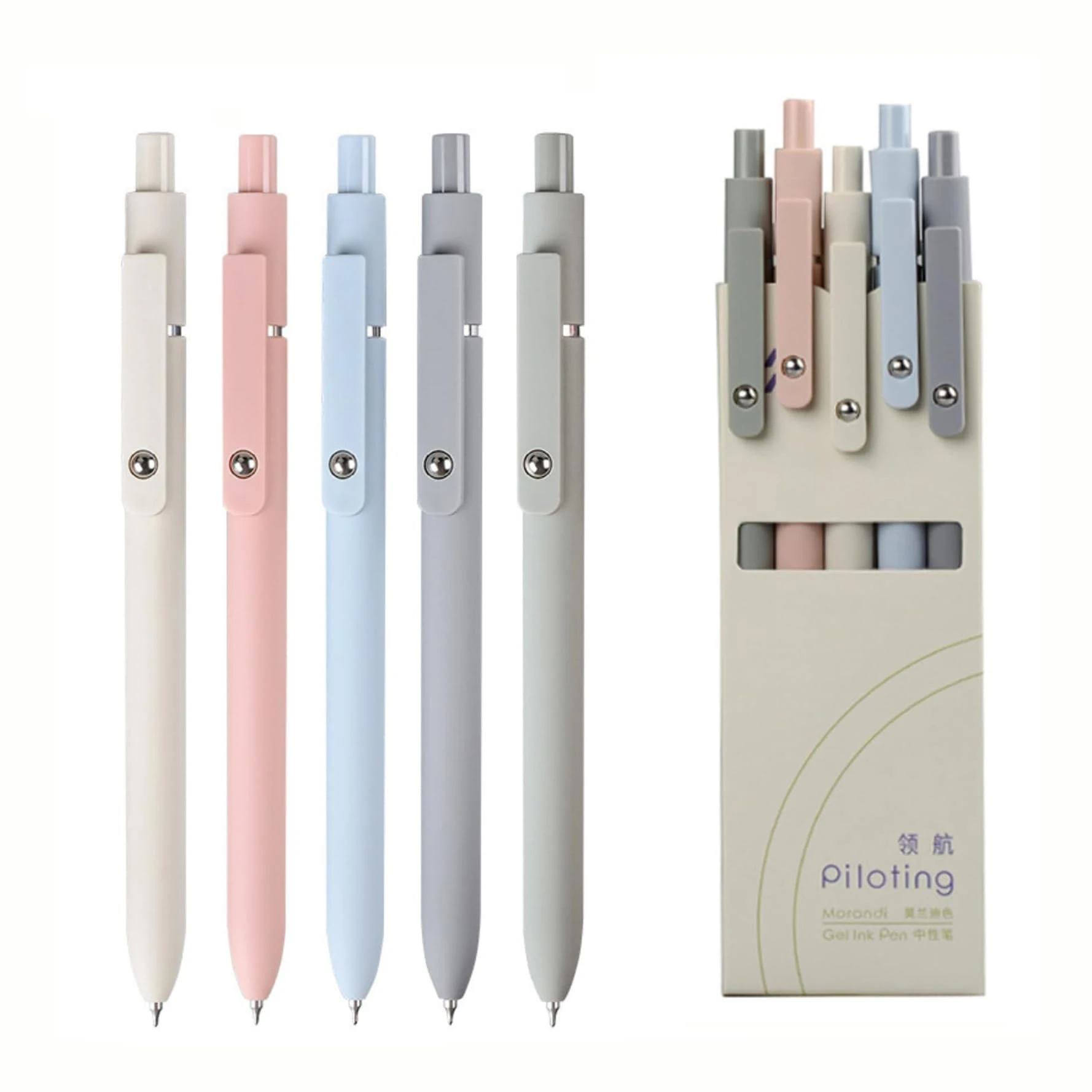 Gel Pens 0.5mm Black Ink Fine Point Smooth Writing Pens, Retractable Pens for Note Taking, Carry-On Taking, Office Supplies and School Gifts(5 Pcs Morandi)