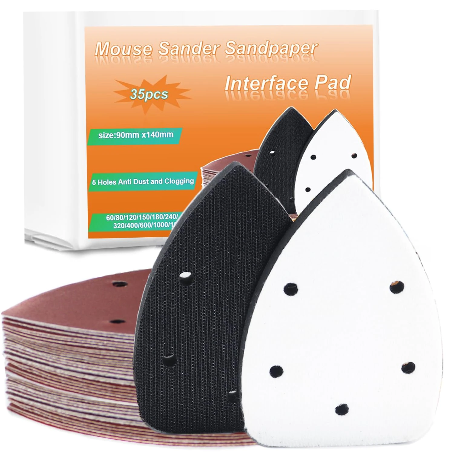 3pcs Mouse Detail Sanding Interface Pad 140mm*90mm 5 Holes Foam Interface Mouse Sander Sandpaper Backing Pad (33)