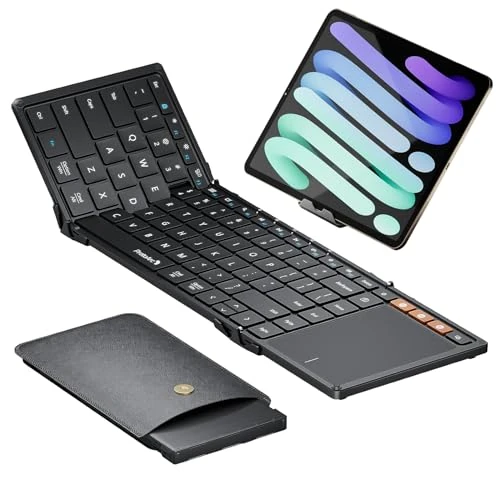 ProtoArc XK01 TP Foldable Keyboard With Touchpad - Portable Bluetooth Folding With Trackpad for iPad, iPhone, Microsoft Surface, Android, Windows Laptop PC-US