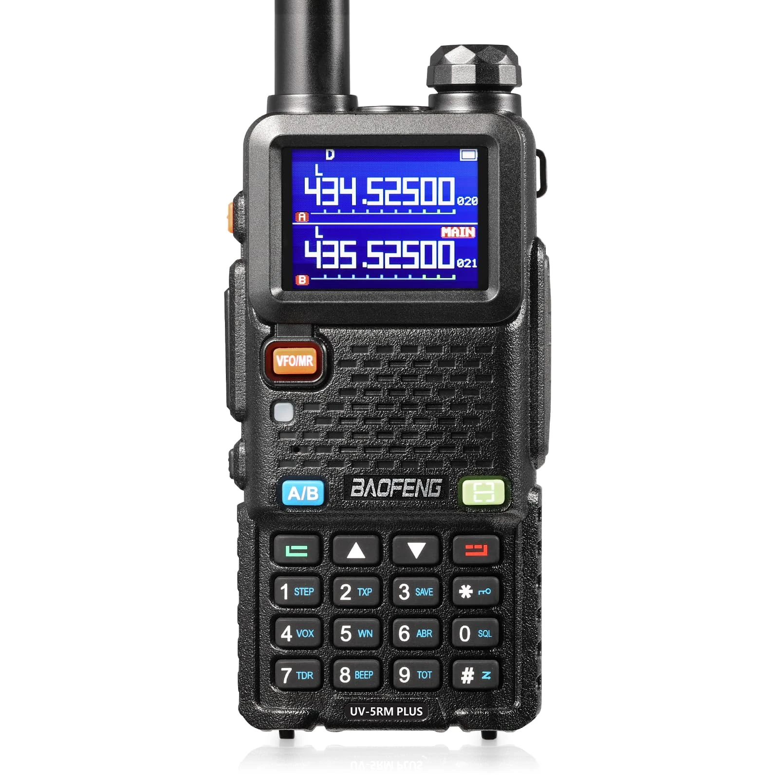 BAOFENG UV-5RM Plus Amateur Radio Multi-Band Walkie Talkie, Rechargeable Handheld Radio with Long Range, Frequency Copy, Airband, 2500 mAh Battery