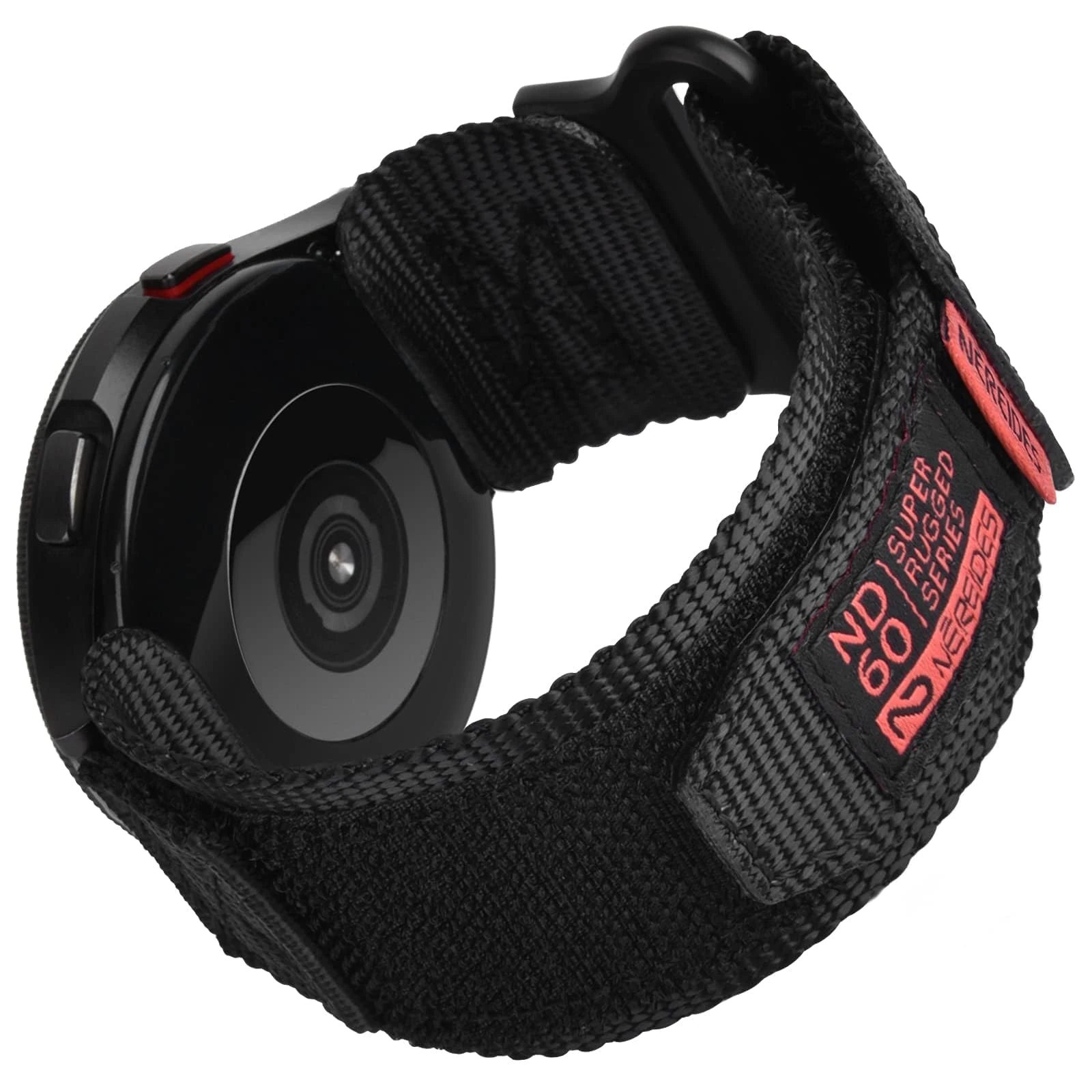 Nereides 20mm Watch Strap Compatible with Samsung Galaxy Watch 7 6 5 4 FE 40mm 44mm/6 4 Classic/5 Pro, Nylon Sport Band Compatible with Garmin Vivoactive 6 5 3/Forerunner 645 55 245 (XL, Black)