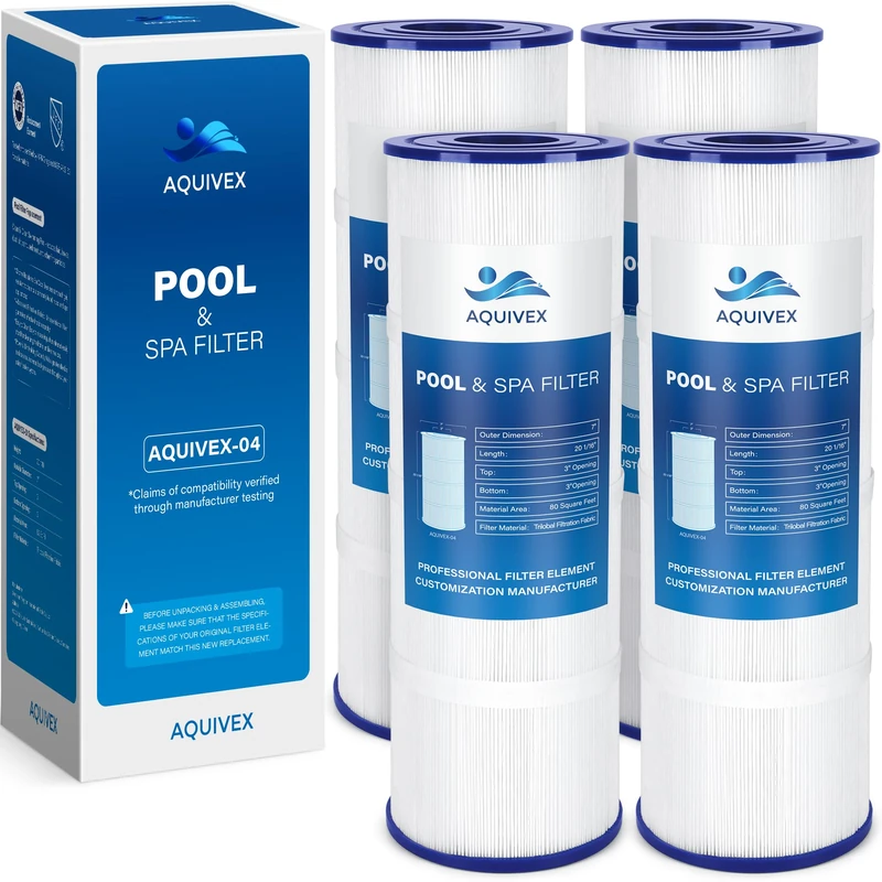 AQUIVEX PLFPCC80 Pool Filter, Replaces Pentair CCP320, Pleatco PCC80-PAK4, Ultral-A5, Unicel C-7470, R173573, Filbur FC-1976, 178580, 817-0081, Clean and Clear Plus 320, L x OD: 20"x 7", 320 sq.ft.