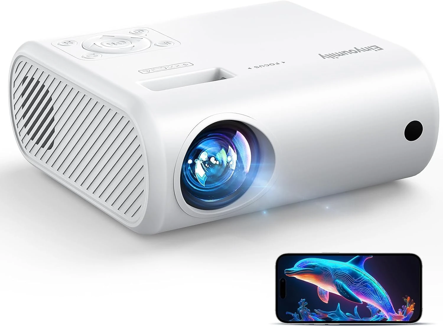 Mini Portable 4k Video Projector - 15000 Lux Projector Supports Wired Screen Mirroring, Compatible with TV Stick/iOS