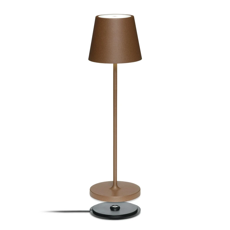 LA VILLE LUMIÈRE SuzieV Dimmable Rechargeable LED Table Lamp - Wireless for Bedrooms, Bedside, Living Room and Restaurants - Aluminum, Indoor/Outdoor, 48h, 3 Temp. Designed in Italy (Mineral Corten)