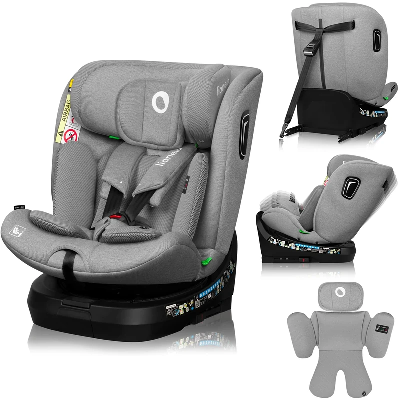 LIONELO Car Seat Brave I-Size for Newborn up to 12 Years Old with 360° Swivel, ISOFIX and TopTether Installation, Memory Foam Headrest, Advanced Side Protection, Adjustable Recline & Headrest