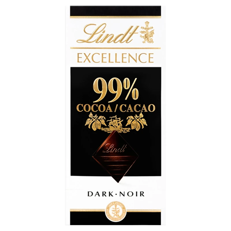 Lindt Excellence 99% Dark Chocolate Bar, 50g x 18