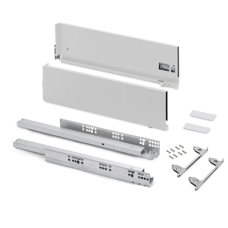 Emuca - Drawer kit for Kitchen or Bath with 3D Regulation, Height 178mm (7 inch), Depth 550mm (21,6 inch), 40Kg (88 lb), Soft Close, Boards not Included, Steel, White