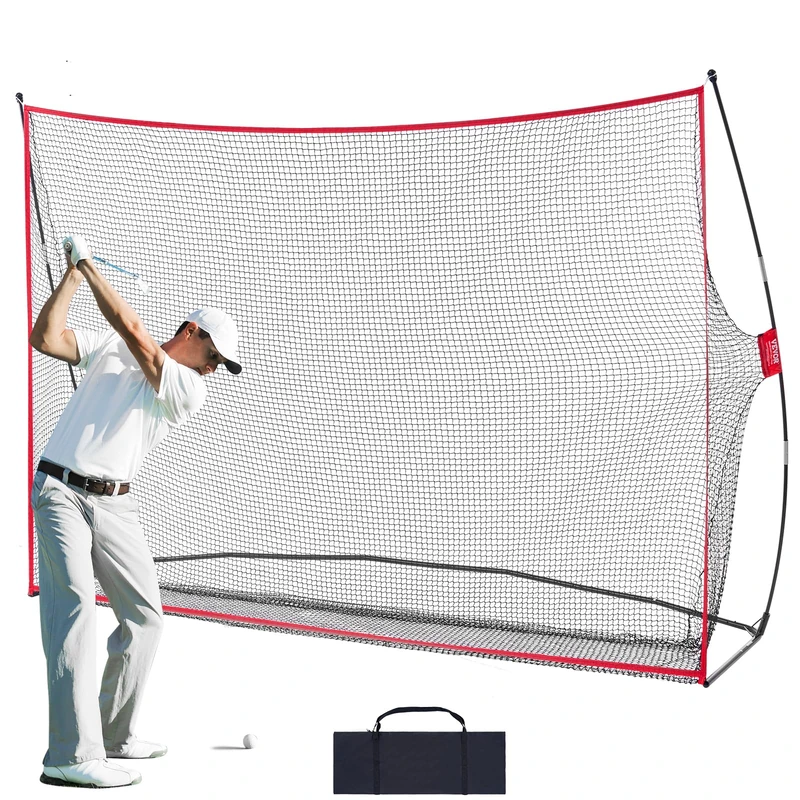 VEVOR Golf Practice Hitting Net, Large 10.8x7ft, Black, Oxford Fabric & Knotless Netting, Portable Home Golf Aid Net