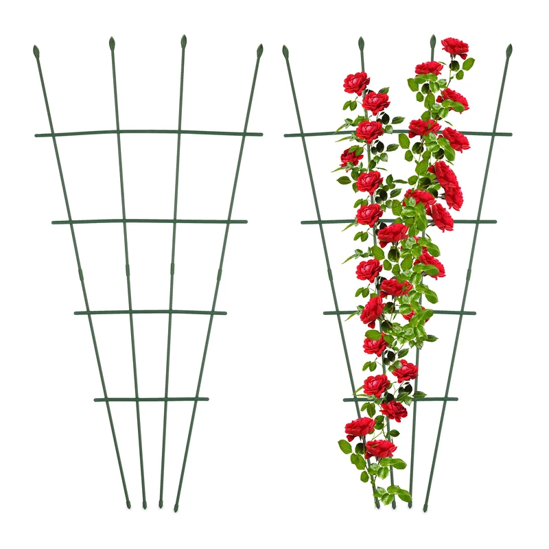Relaxdays 2X Garden Trellis - Green Metal Climbing Support