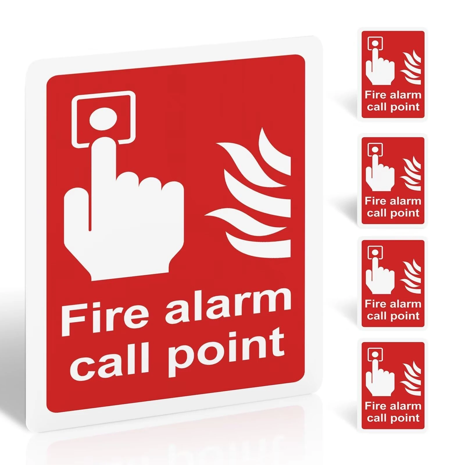 5pcs Fire Alarm Call Point Safety Sign - Portrait - 150mm x 100mm - PVC Sticker with Self-Adhesive Backing