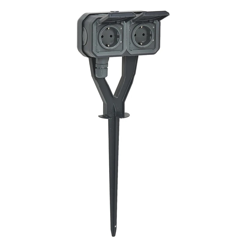 LEGRAND, Plexo New 2-Way Protective Contact Socket with Garden Stake, Plug-In Terminals (SL), Increased Touch Protection, Outdoor Socket, Schuko Standard, 250 V, 16 A, IP55, 463 mm Height, Anthracite,
