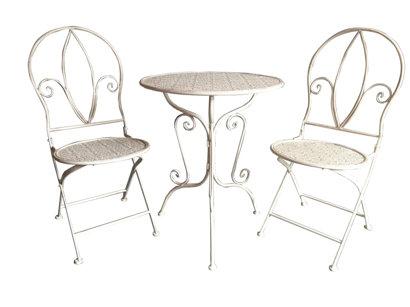 ASPECT French Style Metal Bistro Set,Avignon Bistro Set (Antique White)