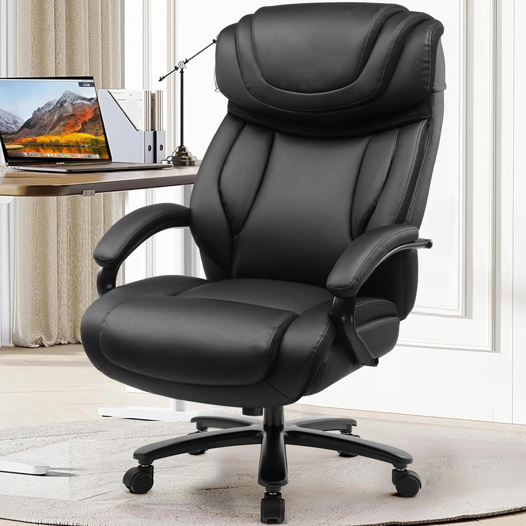 GTPOFFICE Big and Tall Office Chair 500lbs Executive Chair Heavy Duty Extra Wide Seat, High Back Ergonomic Computer Chair Large Comfy Desk Chair Tilt Rock Adjustable Headrest
