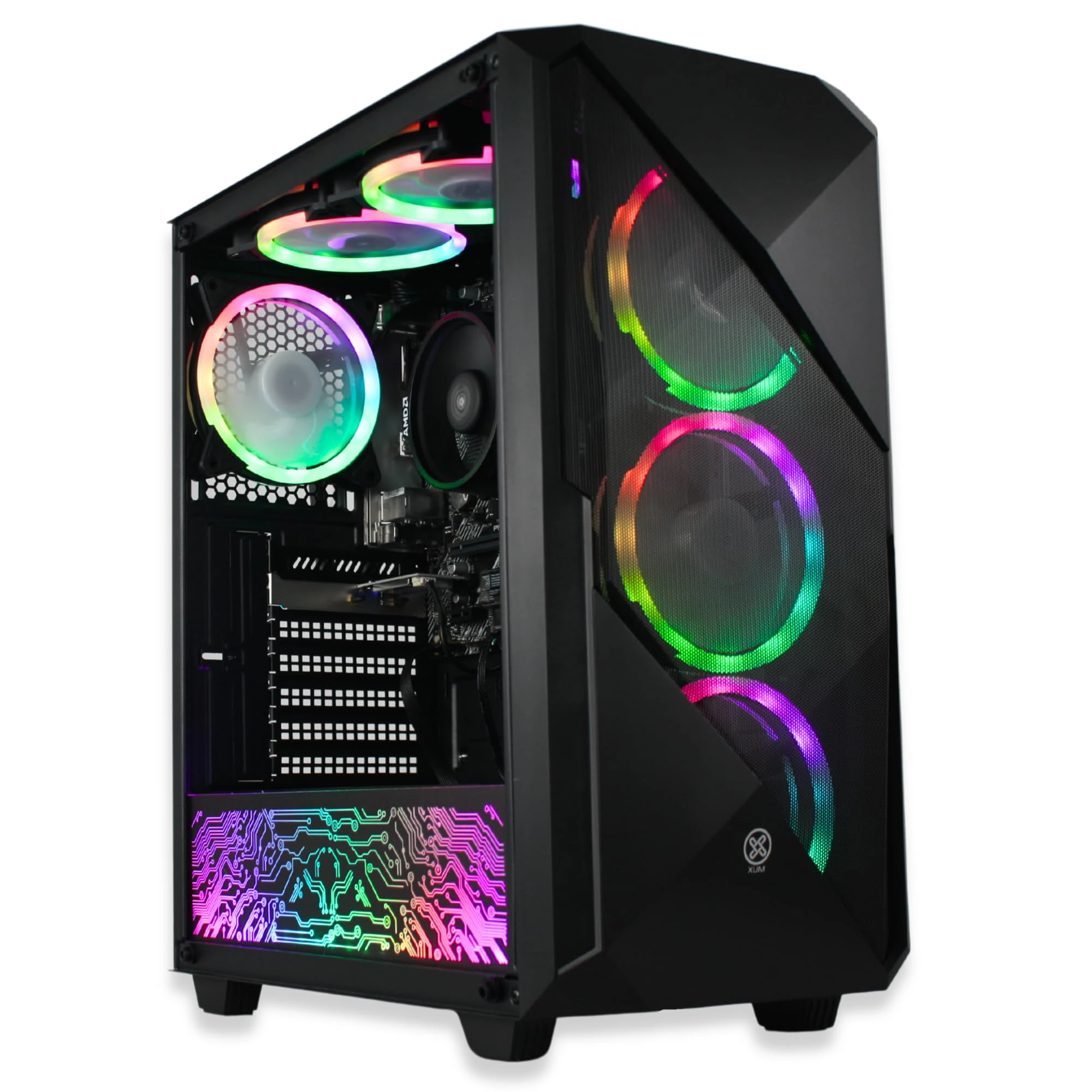 XUM Legend Prebuilt Gaming PC: AMD Ryzen 5 5600G, Radeon Vega 7 Integrated Graphics, 16GB DDR4 RAM, 256GB NVMe SSD, 1TB HDD, 500W PSU 80+ Bronze, aRGB, WiFi 5, Windows 11 Home, Entry Level, Black Case