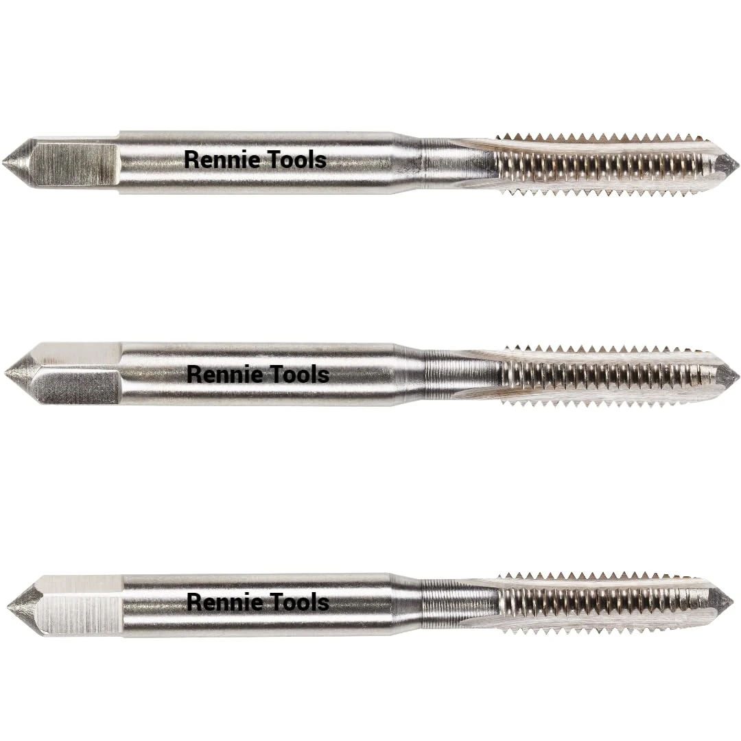 Rennie Tools - M6 x 1 HSS Metric Hand Tap Set. Includes 3 Pieces - 1st, 2nd & 3rd Cut (Taper Tap, Middle Tap, Bottom Tap (Plug Tap)) High Speed Steel for Threading Holes. 6mm Metric Tap Set