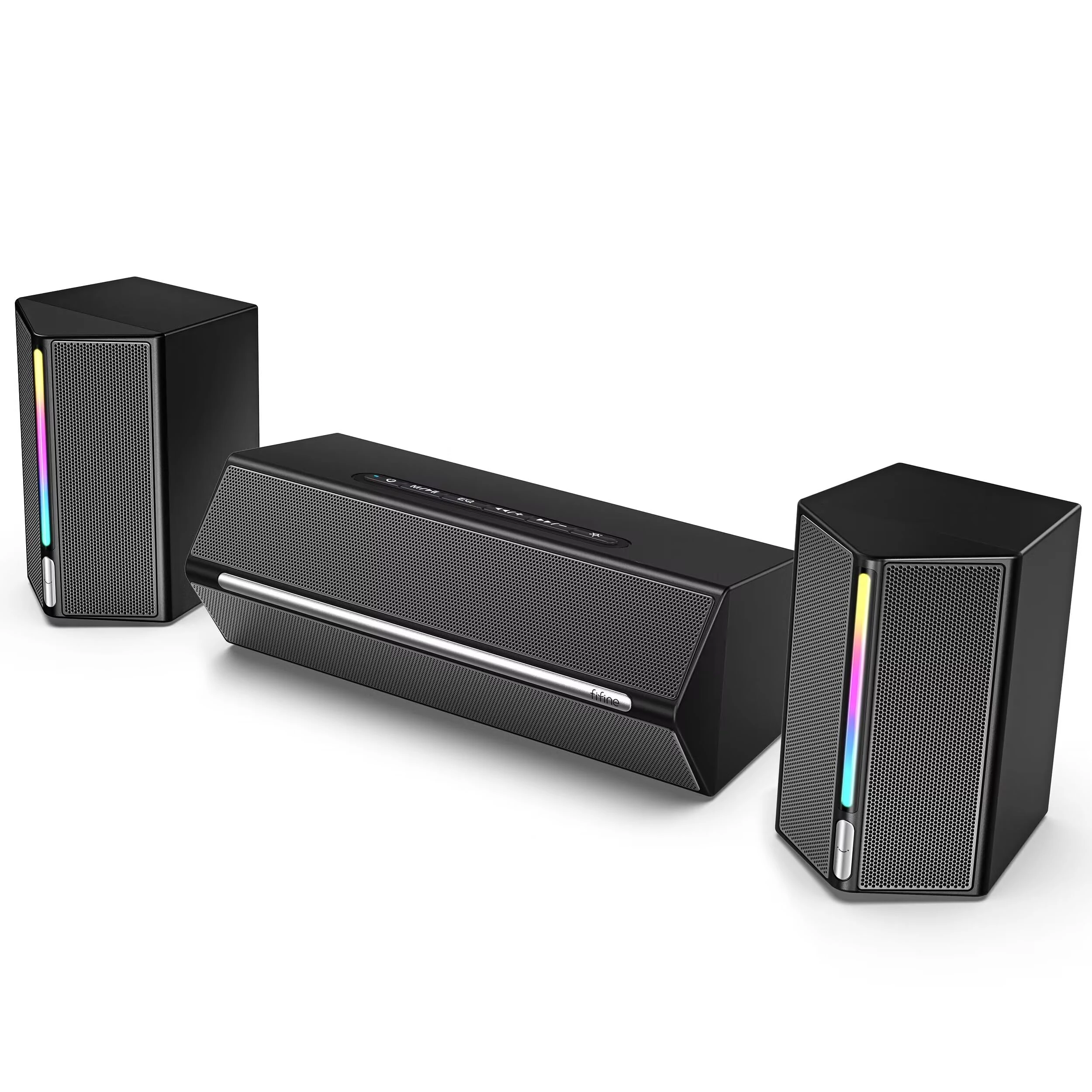 FIFINE Wired Bluetooth Speaker with Subwoofer for PC Laptop Desktop,Computer USB Gaming Speakers with RGB 3.5mm Aux Input Volume Contro for PC Projector Tablet -Ampligame A22