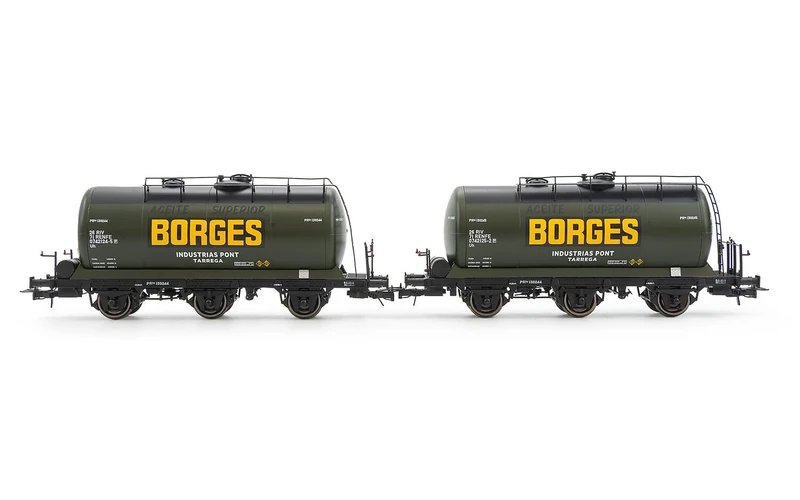 Electrotren HE6052 RENFE, 2-unit set 3-axle tank wagon, Borges livery, ep. III Rolling Stock - Wagons