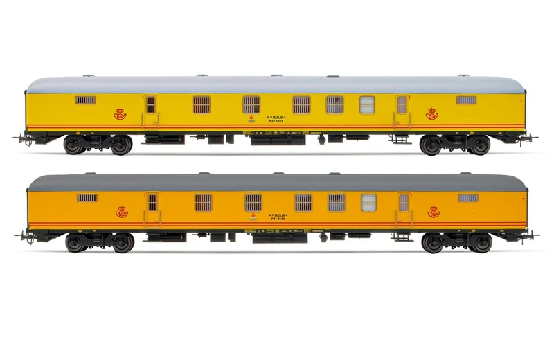 Electrotren HE4021 RENFE, 2-unit set DGCT-3100 postal vans with 160km/h bogies, yellow livery, ep. IV Rolling Stock - Coaches