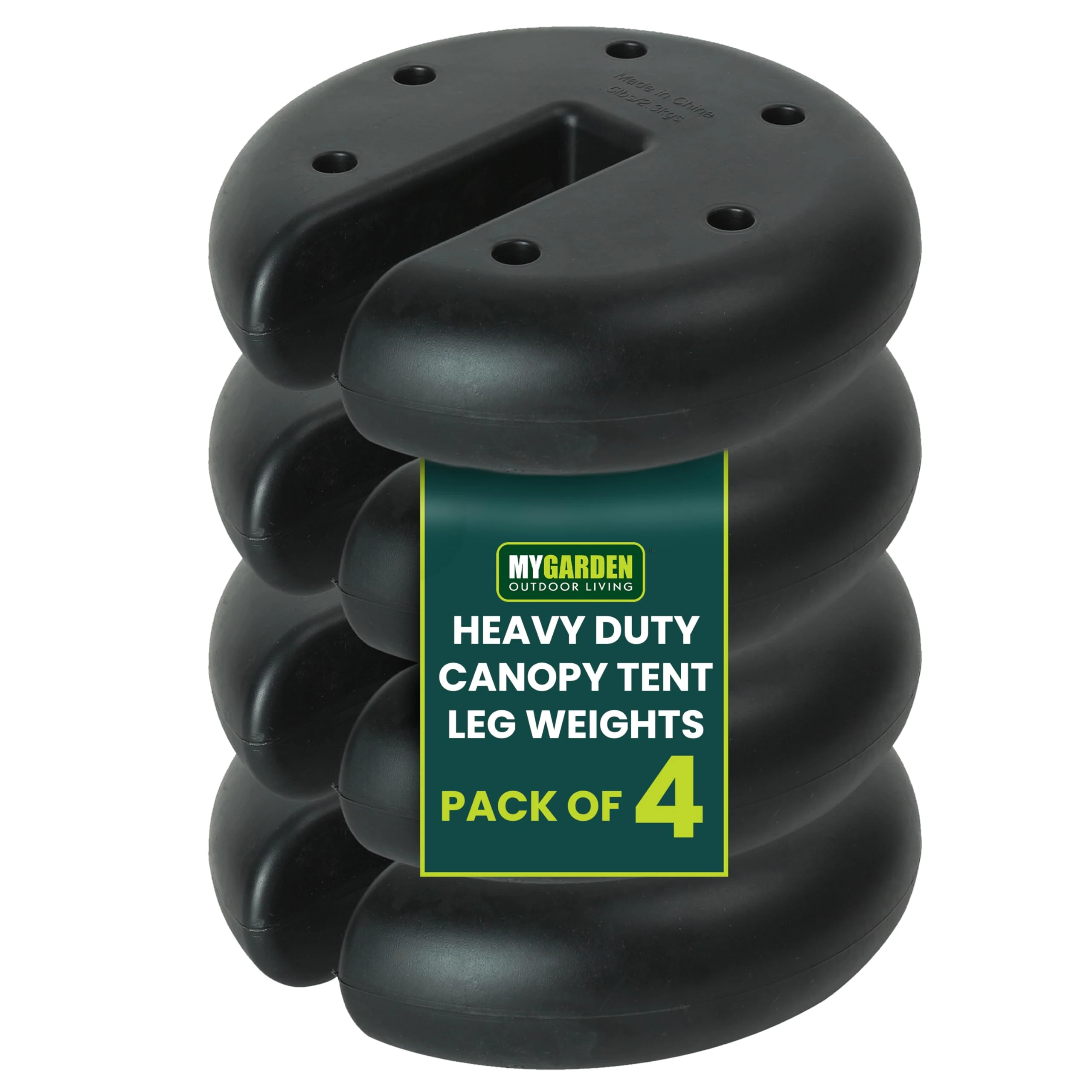 My Garden Gazebo Weights Set of 4 - Heavy Duty 2.3kg Each - Cement Filled Tent Leg Weights - Canopy Base Anchor for Gazebo, Parasol, Pergola & Marquee - 20cm Dia Patio Furniture Weights