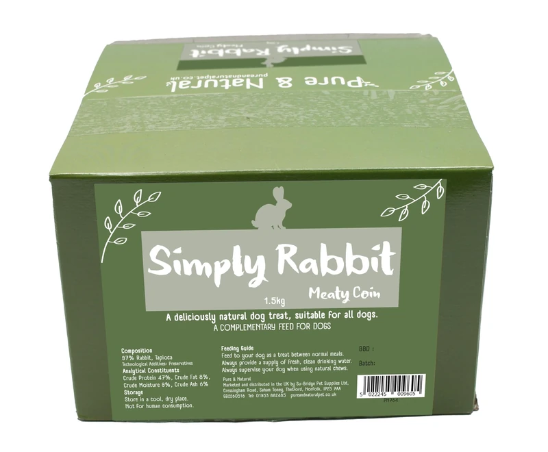 Pure & Natural Meaty Coins - Grain Free Dog Treats in 9 Flavours | Natural Training Treats for Dogs Healthy Dog Chews & Jerky for Dogs - Rabbit, 1.5kg