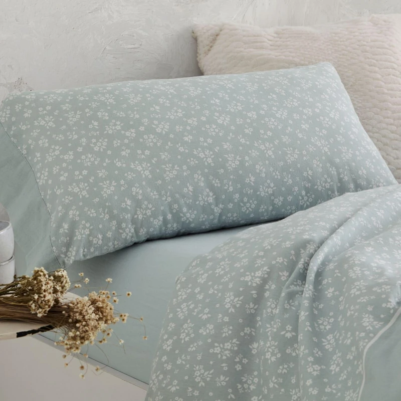 Burrito Blanco Flannel Sheet Set, Cotton, Laurel, Ancho de 180 cm