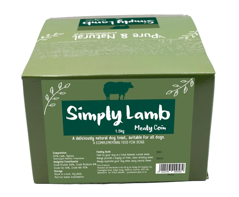 Pure & Natural Meaty Coins - Grain Free Dog Treats in 9 Flavours | Natural Training Treats for Dogs Healthy Dog Chews & Jerky for Dogs - Lamb, 1.5kg