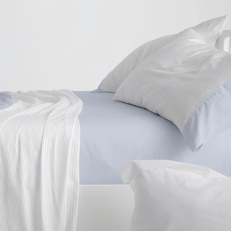 Burrito Blanco | Cotton Flannel Sheets | Bed 105 cm Design 573 | Blue (105 x 190/200 cm.)