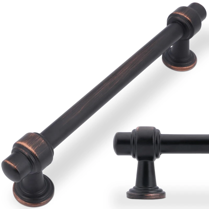 POVEFONK 10 Pack 5 inch(128mm) Oil Rubbed Bronze Kitchen Cabinet Handles Cabinet Pulls Gold Drawer Pulls Cabinet Hardware Handles Dresser Handles