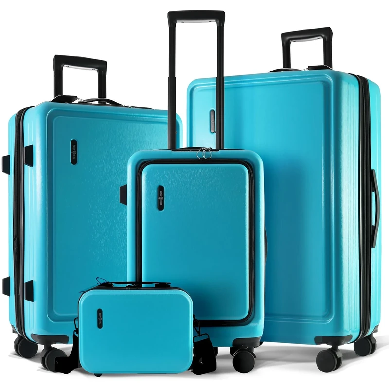TRAVELARIM Travel Suitcase, Not Expandable, Trace of Paradise, 4 Piece Set (22/24/28), 4 Piece Luggage Set