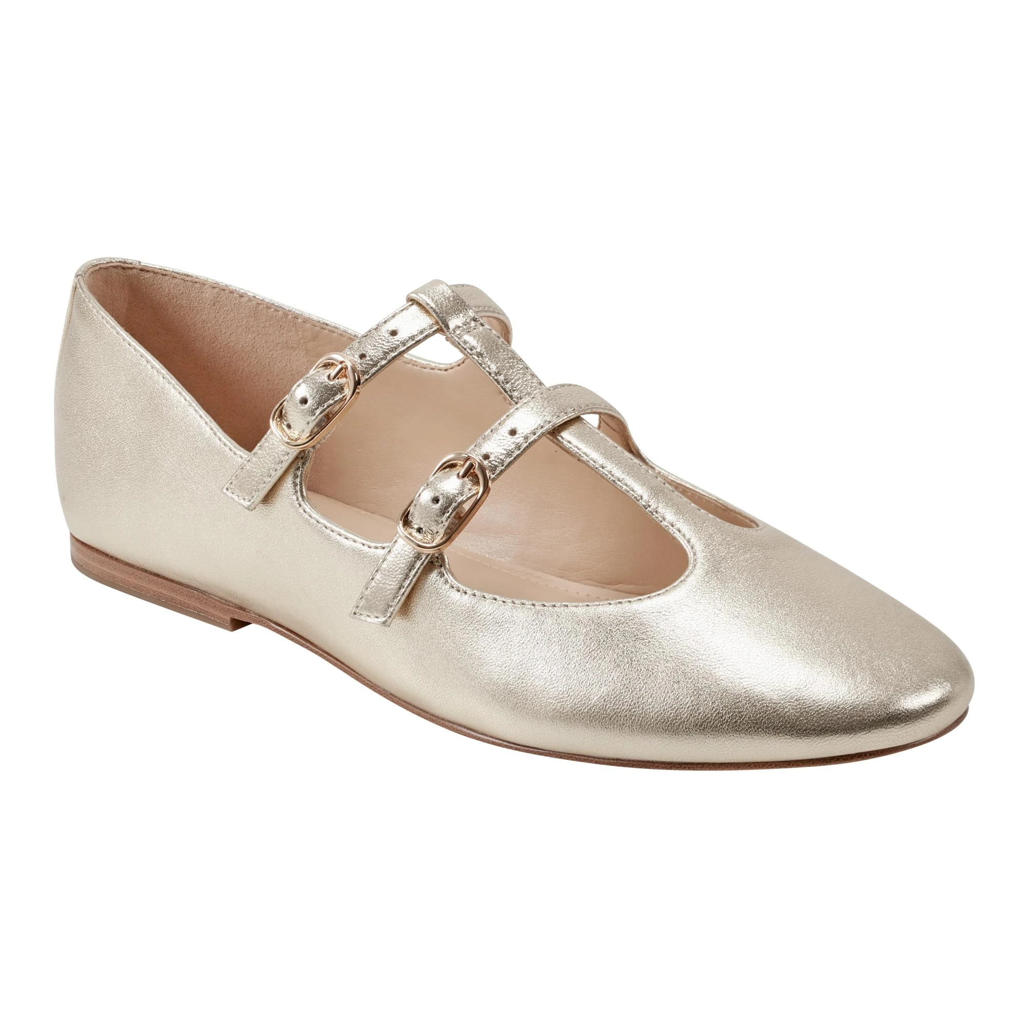 Marc Fisher LTD Women's Evie Ballet Flat, Gold Leather 788, 5 UK