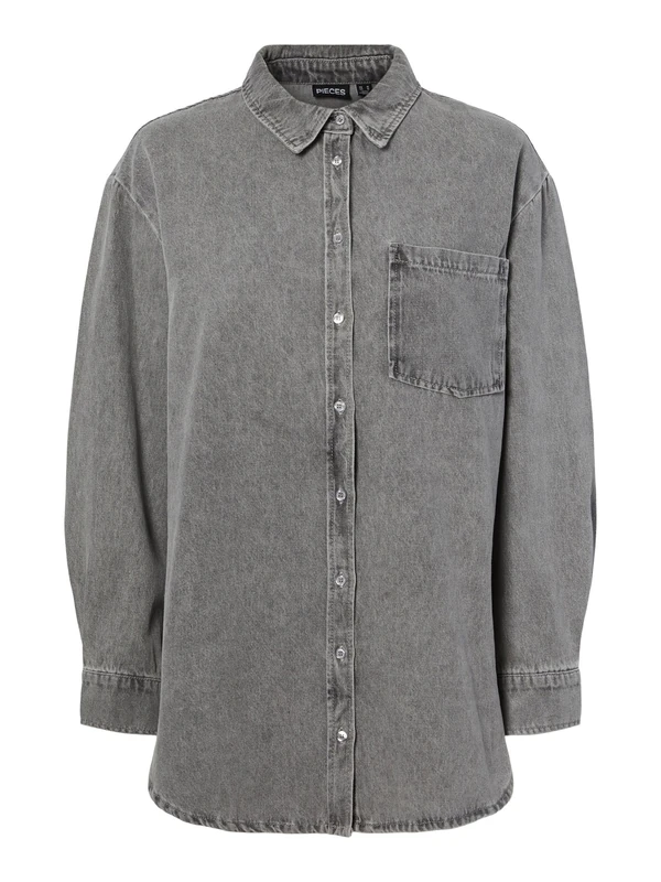 PIECES Female Denim Shirt PCMAISIE, Grey Denim, L - Image 1