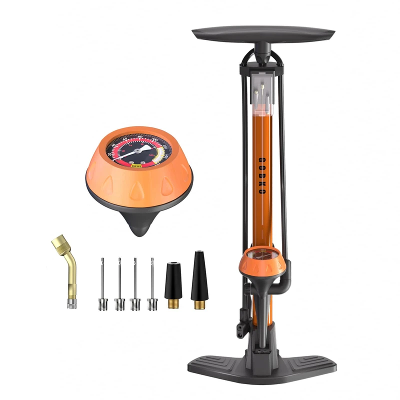 GOBKO Bike Pump Bicycle Floor Pump with Gauge, Bicycle Pumps with Presta and Schrader tire Pump multifunctional Air Pump for Road Bike MTB Sports Balls Pump High Pressure 160Psi &11Bar