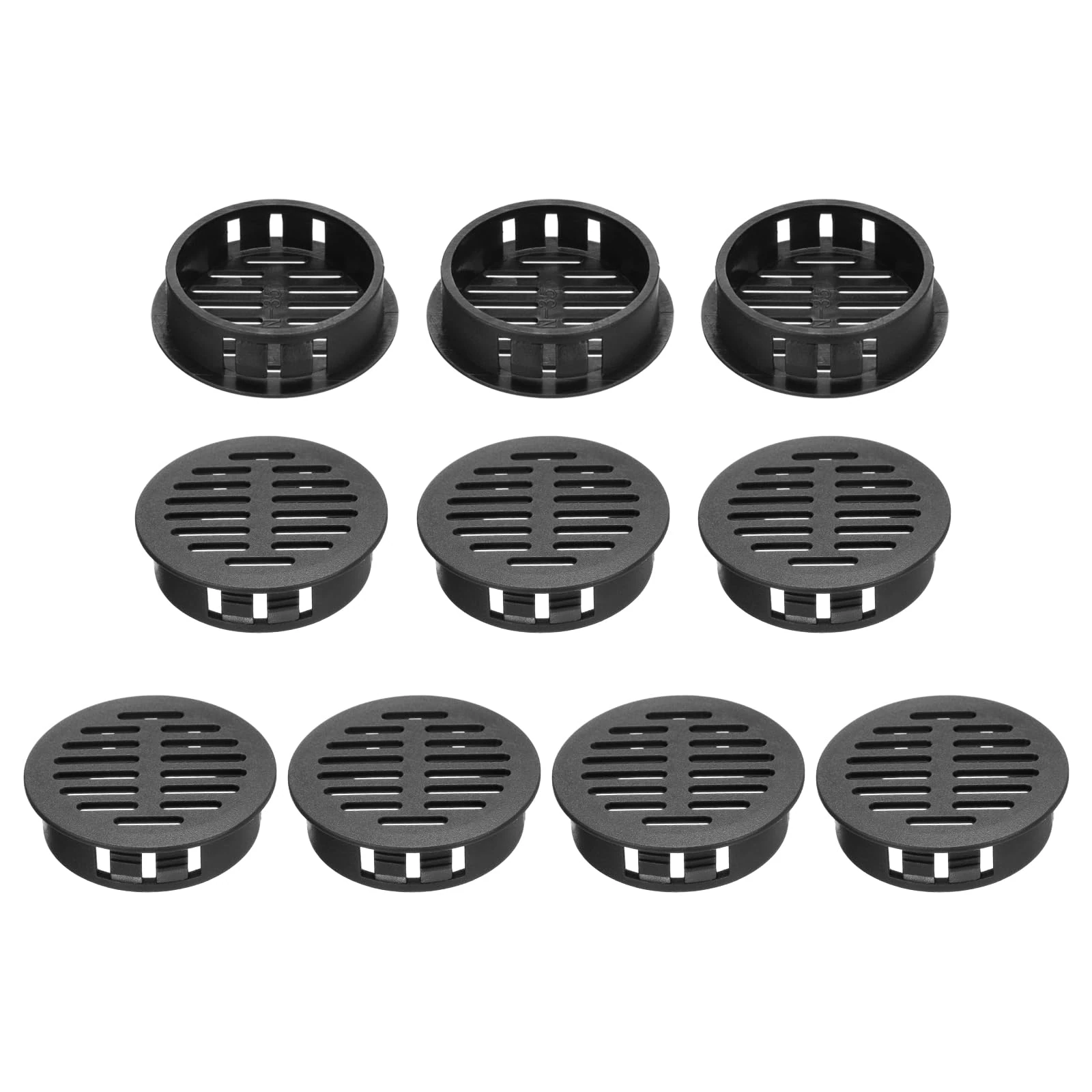 sourcing map 10Pcs 35mm/1.4in Air Vents Circular Soffit Vents, Black Plastic Soffit Vent Cover for Bathroom Home, Office, Kitchen, Cabinet, Wardrobe