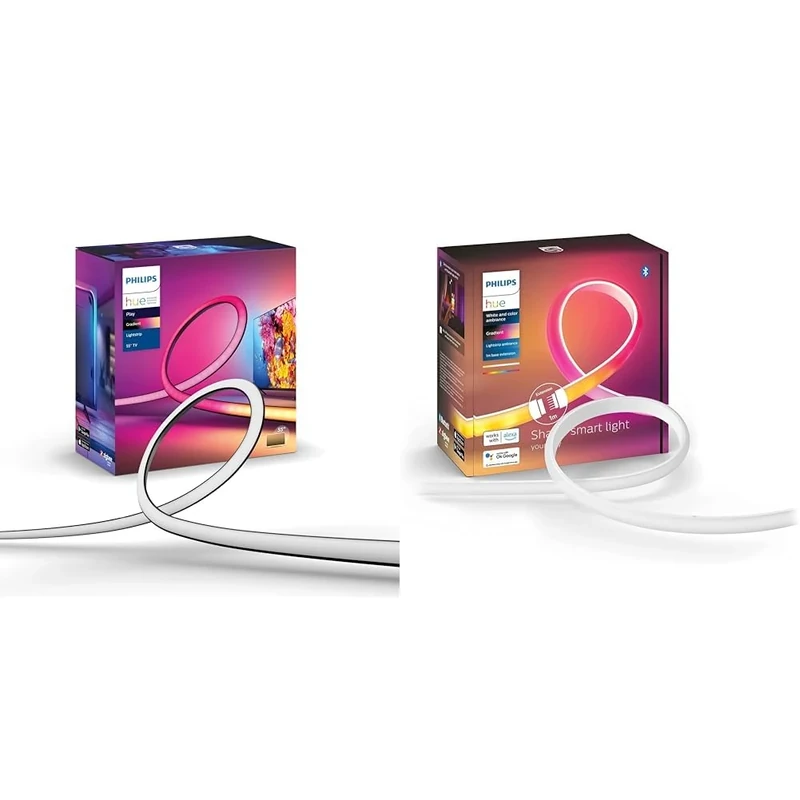 Philips Hue Gradient Lightstrip for 55 Inch TVs, Sync with Media and Gaming Smart Entertainment LED & New Gradient Light Strip 1m Extension. for Syncing with Entertainment, Media and Music
