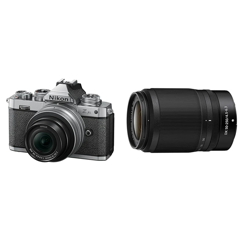 Nikon Z fc Kit w/DX 16-50mm f/3.5-6.3 VR (SL),Black & NIKKOR Z DX 50-250mm f/4.5-6.3 VR Mirrorless Camera Lens () JMA707DA