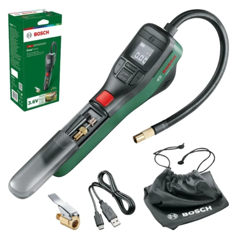 Bosch EasyPump Mini Portable Battery Compressor with Quick Release Adapter