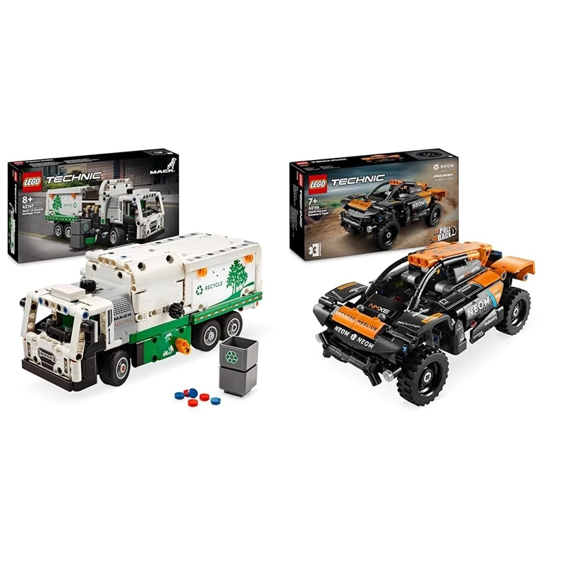 LEGO Technic Mack LR Electric Garbage Truck Toy for Boys & Girls aged 8 Plus Years Old & Technic NEOM McLaren Extreme E Race Car Toy For Kids, Boys & Girls Aged 7+