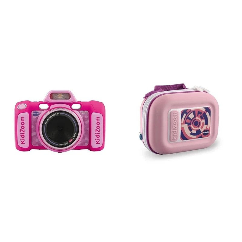 VTech KidiZoom Duo FX Kids Camera with Colour Screen, 8MP, Photos, Selfies & Videos, AR Filters & Kidizoom Camera Case, Portable Hard Case