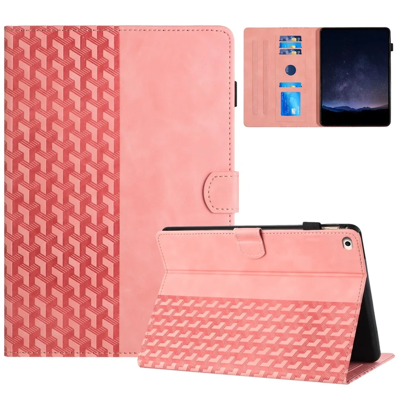 Case for iPad 9.7 Inch 5th/6th Generation 2018/2017, Multi-Angle Viewing Stand Folio Cover, PU Leather Case with Auto Wake/Sleep Function, Also Fits iPad Air2/Air1 - Pink