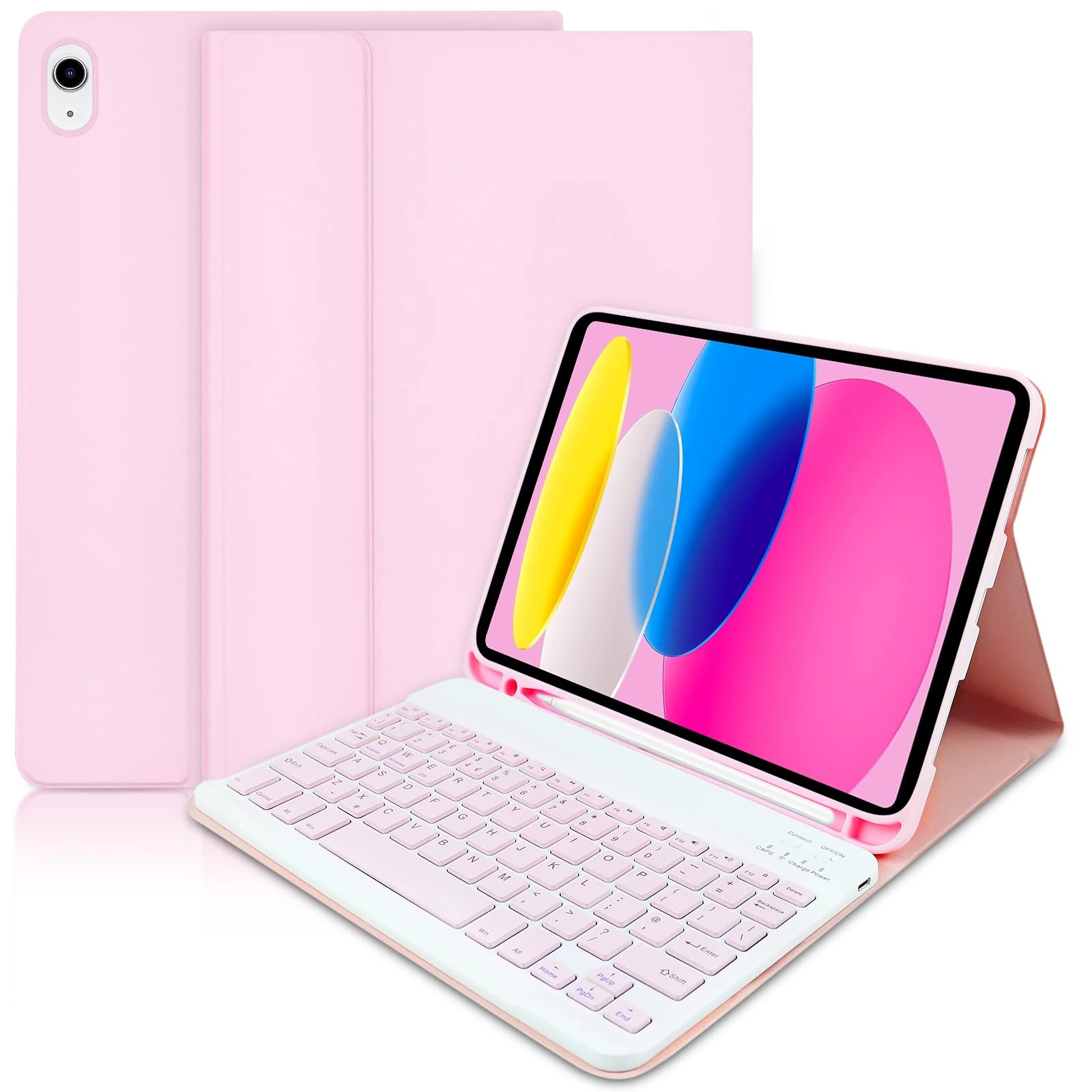 Lachesis iPad 10th/(A16) 11th Generation Case with Keyboard 10.9 inch 2022/11 inch 2025 - Wireless Detachable Folio Keyboard Case for iPad 11/10 Gen -Pink