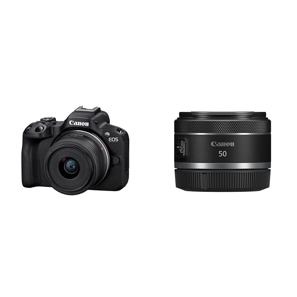 Canon EOS R50 + RF-S 18-45mm & 55-210mm Lenses + RF 50mm STM - Compact & Lightweight for EOS R-Series